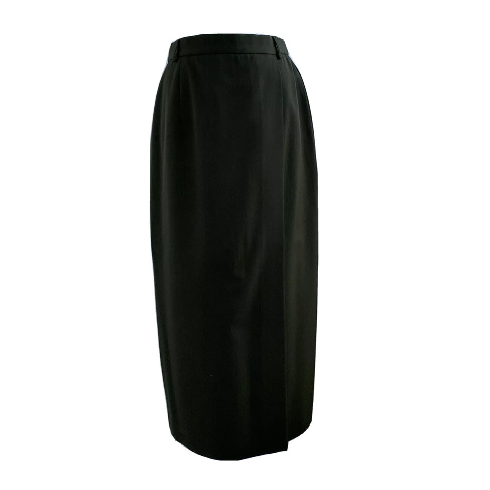 VTG Corbin Pencil Skirt 10 Dark Green Olive Pure Wool Wrap‎ Midi Lined Career
